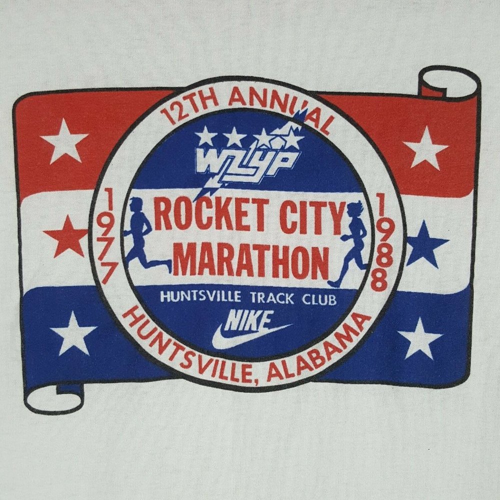 Vtg 80s Rocket City Marathon Race T-Shirt Sz L